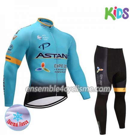 Tenue Maillot M/L + Collant 2017 Astana Pro Team Enfant Hiver Thermal Fleece N001